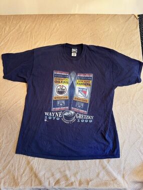 Vintage 1999 Wayne Gretzky Pro Player T-Shirt Edmonton Oilers NY Rangers XXL